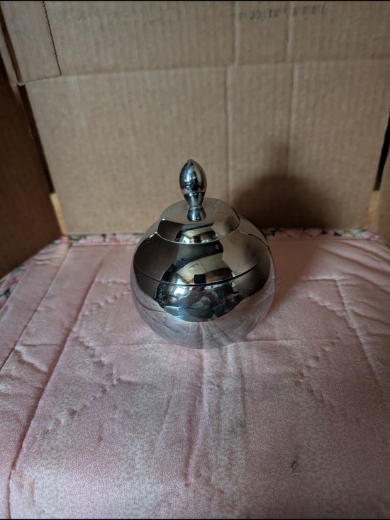 Avenue Other - Polished Silver Decorative Lidded Jar - Sleek Home Accent